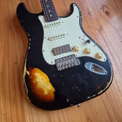 MJT VTS Stratocaster build Musikraft 2020 - Black over sunburst image 2