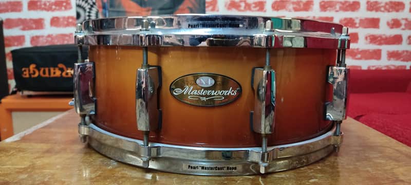 14x5.5 Pearl Masterworks snare in Root beer fade image 1