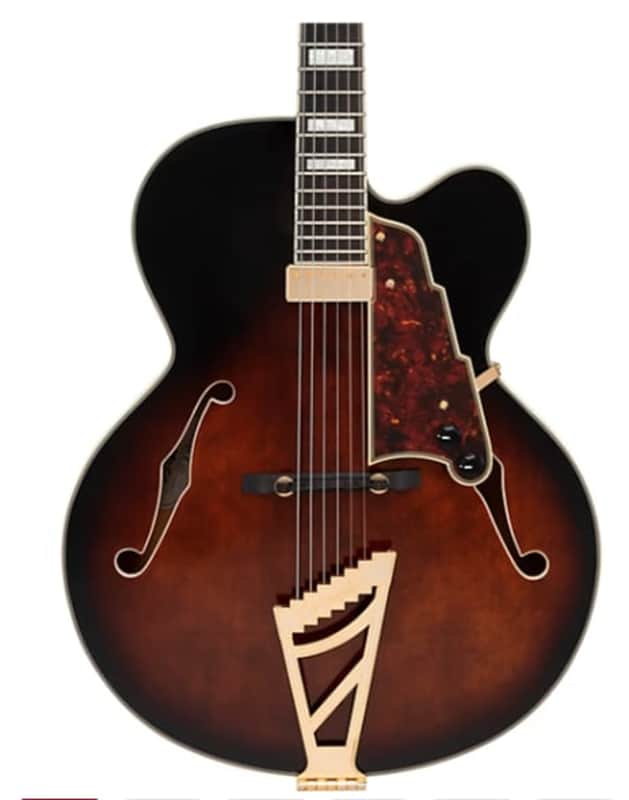 D'Angelico Premier EXL-1 Brown Burst Hollow Body Electric Guitar w/ Gig Bag image 1