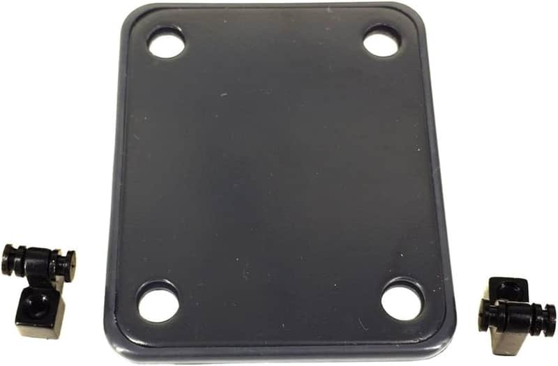 Black 4 Bolt Neck Plate Plain,Roller String Trees String Tree Guide Retainer with Screws for FD Strat Tele Basses Replacement image 1