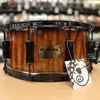 Pork Pie 7x14" Maple/Bubinga Snare Drum (Bubinga Hi-Gloss with Black Hardware) #2 image 3