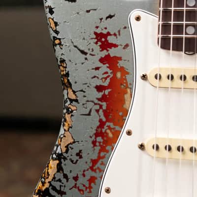 Fender Custom Shop 1965 Stratocaster Super Heavy Relic Electric Guitar - Super Faded Aged Firemist Silver over 3-Color Sunburst with Hardshell Case image 8