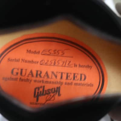 Gibson USA Custom Shop 2005 ES-355 Gold Hardware Ebony Finger Board Hard case image 8