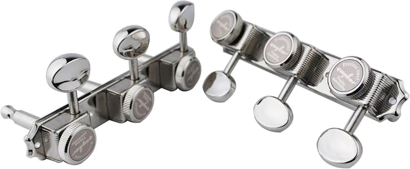 Guitar Locking Tuners on a Plate 3R-3L – Vintage Style Lock String Tuning Key Pegs Machine Heads Replacement, Nickel image 1