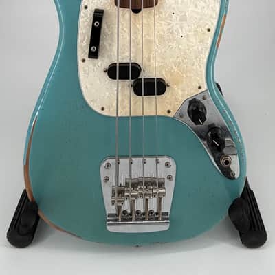 Fender Justin Meldal-Johnsen Road Worn Signature Mustang Bass 2018 - Present - Faded Daphne Blue image 8