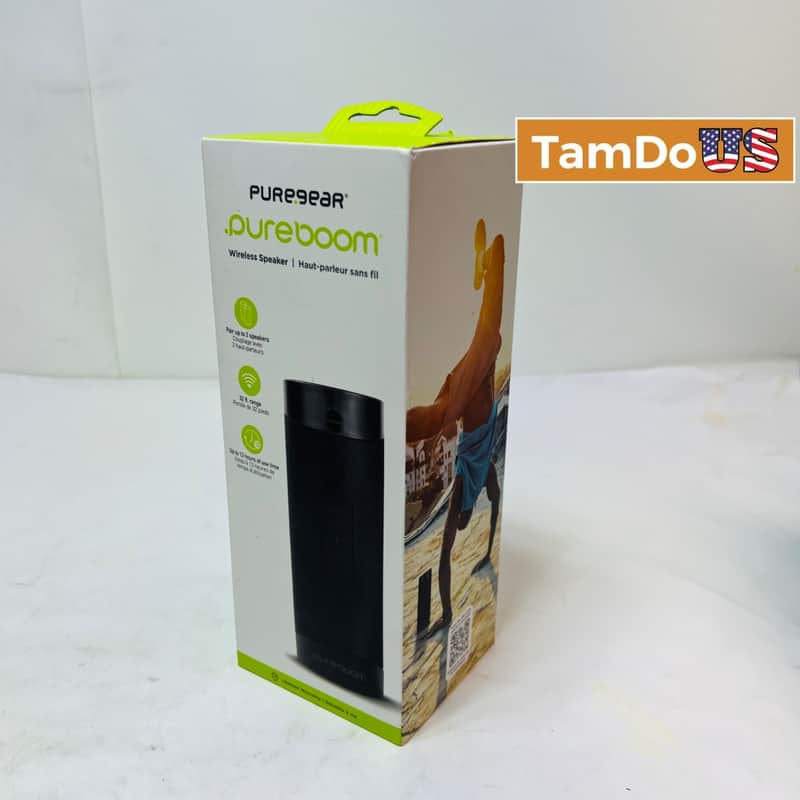 PureGear PureBoom Wireless Bluetooth Speaker with Built-in Mic Black E8UBB image 1