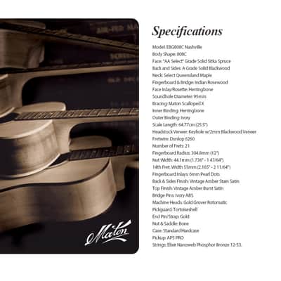 Maton EBG808C Nashville Cutaway All Solid Wood Sitka Spruce Blackwood AP5 Pro Pickup image 6