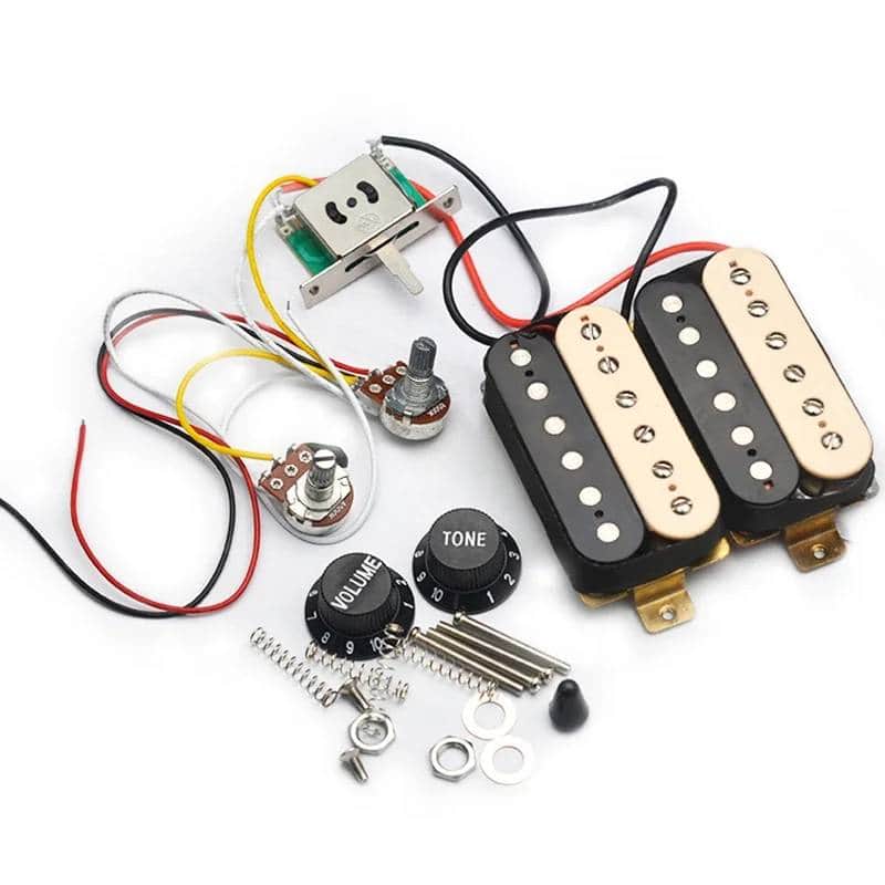 Zebra Guitar Neck Bridge Humbucker Pickups with Wiring Harness, Knobs image 1