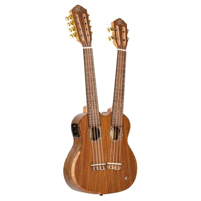 Ortega HYDRA Custom Built Series Ovangkol Top Mahogany Double-Necks 4/8-String Acoustic-Electric Tenor Ukulele w/Gig Bag image 2
