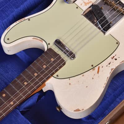 Fender Custom Shop Telecaster 1960 Heavy Relic Aged Olympic White Over 3 Color Sunburst 2024 image 2