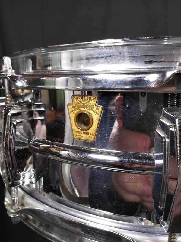 Ludwig No. 400 Supraphonic 5x14" 8-Lug Aluminum Snare Drum with Keystone Badge 1963 - 1969 image 4