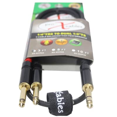 ProX XC-SYP03 3' 1/4" TRS-M Stereo to Dual 1/4" TS-M Unbalanced High Performance Audio Y Cable image 3