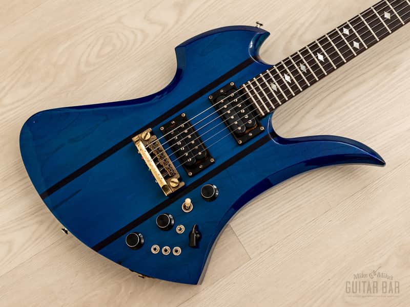 1980s B.C. Rich USA Mockingbird Neck Through Vintage Guitar Transparent Blue w/ Mono Case image 1