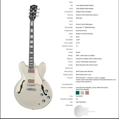 2018 Gibson ES-335 Big Block Retro LTD Release in White & hard shell case image 18