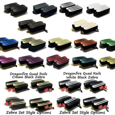 Dragonfire Quad Rail Humbuckers, Hot Overwound 23K Rails Pickup Set ~ Purple with Black Rails image 5