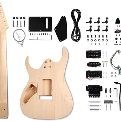 DIY Electric Guitar Kit Beginner Kit 6 String Right Handed with Basswood Body Hard Maple Neck Poplar Fingerboard Black Hardware Build Your Own Guitar. image 2