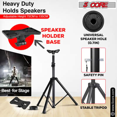 5 Core Speaker Stand Height Adjustable 60" Heavy Duty PA DJ Tripod Studio Monitor Stands image 8