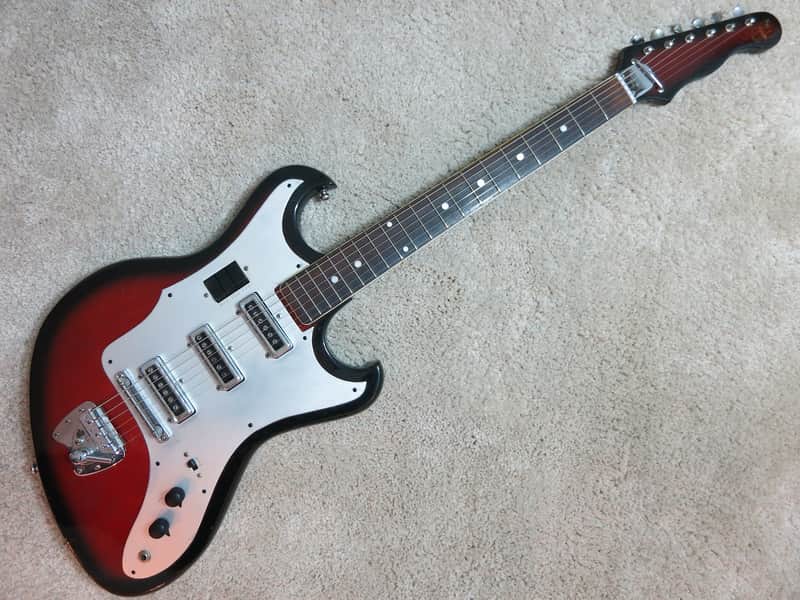 Vintage 1960s Teisco Tulio MIJ Bizarre Guitar Sunburst Garage Surf Rock image 1