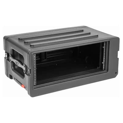 SKB 4U rSeries Shallow Rolling Rack with Integrated Back Wheels and 1-Touch Pull Handle, Comes with 8 Rack Units and Interlocking Molded Stacking Bars image 7
