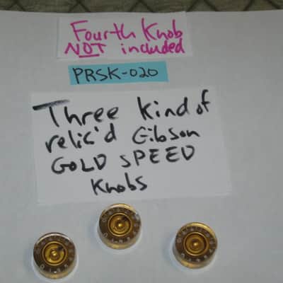 THREE used kind of relic'ed genuine Gibson GOLD SPEED KNOBS (ONLY 3 of the 4 knobs from PRSK-020 set are for sale) from 1990s image 1