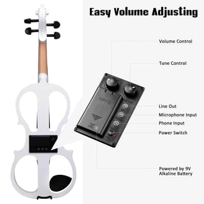 Cxxss 4/4 Violin Electric Violin(right hand)white-US image 8