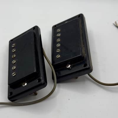 Teisco Humbucker Sized Single Coil Pickup Set ( Flat Poles ) MIJ Japan 1970s - Black image 3