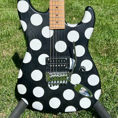 MusiKraft Super Strat - Black w/white polka dots- EVH image 1
