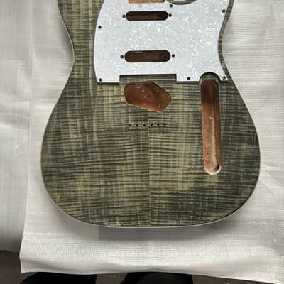 Grey Mahogany Telecaster Tele Style Guitar Body with Flame Maple Veneer image 3