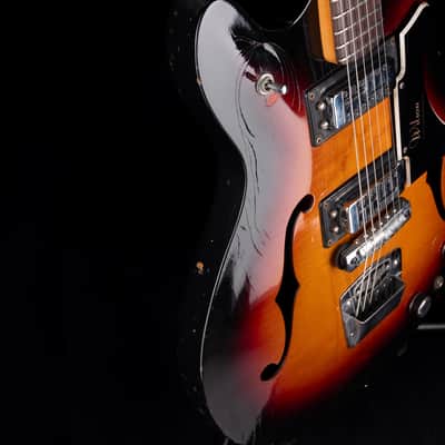 Vintage Wilson Semi-Hollow Electric Guitar Sunburst with Gig Bag image 9