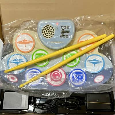 Portable Electronic Drum Set Built-in Sounds Midi, 9 Pads, 2 Pedals, Aux - Multi image 1