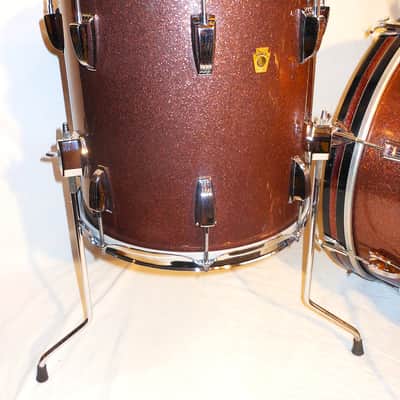 Ludwig Vintage 1966 Burgundy Sparkle Downbeat Drum Set 20".14",12" EXCELLENT!! image 7