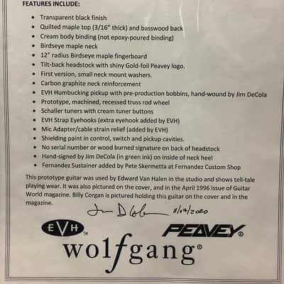 Peavey Flat Top Prototype Wolfgang Eddie Van Halen Owned EVH Guitar w Magazine image 24