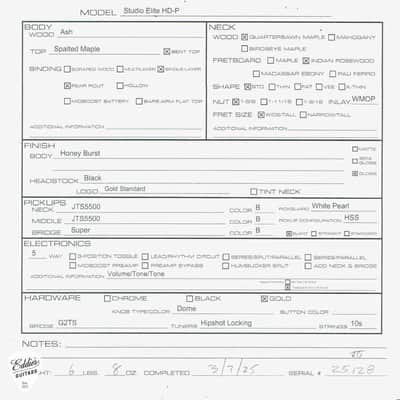 James Tyler Studio Elite HD-P Spalted Maple - Honey Burst image 17