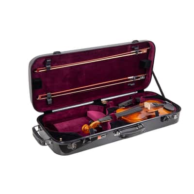 Crossrock Fiberglass Double Case for Two 4/4 Full Size Violins, Backpack Style in Black image 3