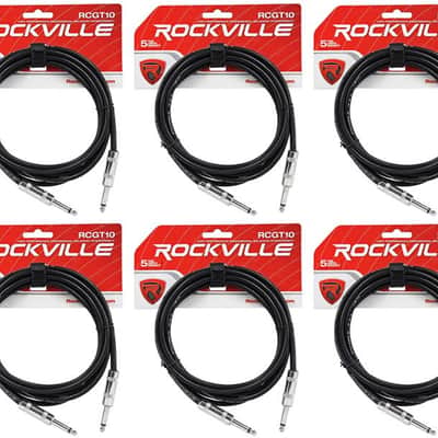 10 Rockville RCGT10B 10'  1/4" TS to 1/4'' TS Guitar/Instrument Cable