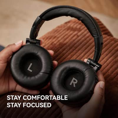 Wired Over-Ear Studio Headphones – Hi-Res 50mm Drivers with 3.5mm & 6.35mm Dual Jack for Recording, Mixing, DJ & Monitoring image 5