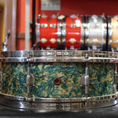 1930s Leedy 5x14 Professional Model Snare Drum in Rainbow Pearl image 1