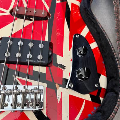 Custom made Frankenbass Wolfgang Van Halen Frankenstein Bass Musikraft Neck Frankenstrat - Red/White/Black image 16