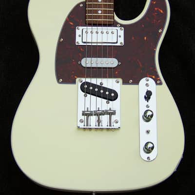 Brent Mason Style 2025 Mahogany White Nashville T-Style Guitar-7-Way+Mini-Humbucker+ Frets Leveled + Roasted Maple/Rosewood 12" Radius Neck+ Vintage Tortoise Guard +406C Grover Locking Tuners and Full Setup Included! image 1
