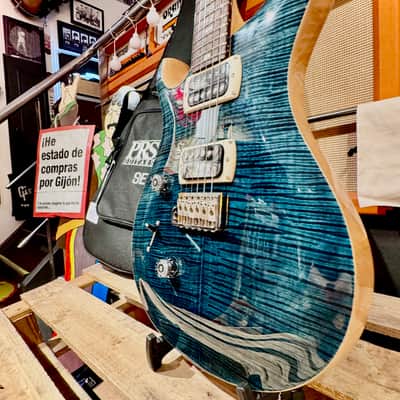 PRS GUITARS LEFTY CUSTOM 24 Super Curly Top  ZURDA GAUCHER SLATE BLUE (Matched Flame Top) S/N : CTI HO45477 image 16