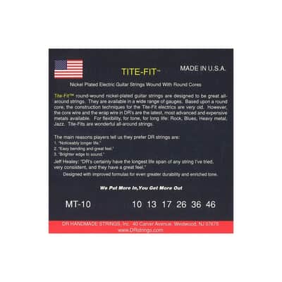 DR Strings MT-10 Tite Fit Electric Round Core 10-46 Guitar Strings image 2