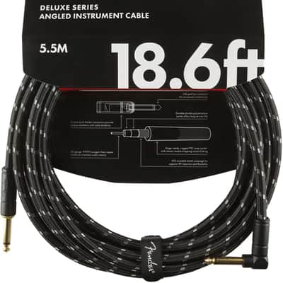 Fender Deluxe BLACK TWEED Guitar/Instrument Cable, Straight-Right Angle, 18.6'ft