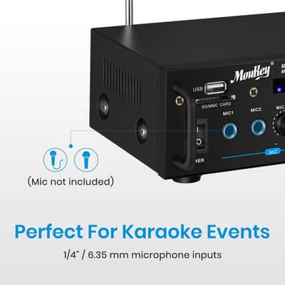Bluetooth Stereo Amplifier - Desktop Audio Power Amp Receiver with FM Radio, MP3/USB/SD Readers image 2