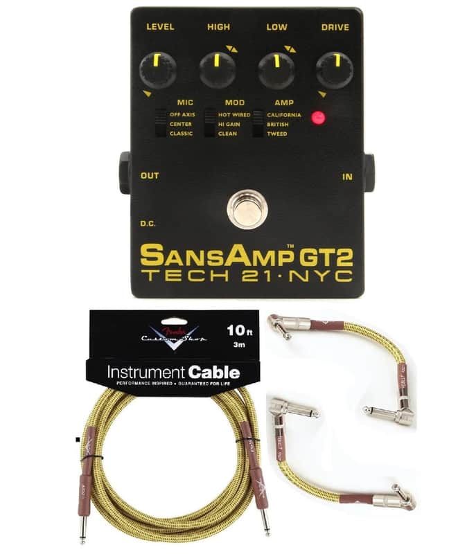 Tech 21 NYC Sansamp GT2 Preamp Stomp Box Record Direct 100% Analog Circuitry (FENDER 10FT & 2 PATCH) image 1