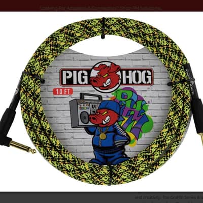 Pig Hog "Yellow Graffiti" Instrument Cable, 10ft Right Angle PCH10GYWR image 3