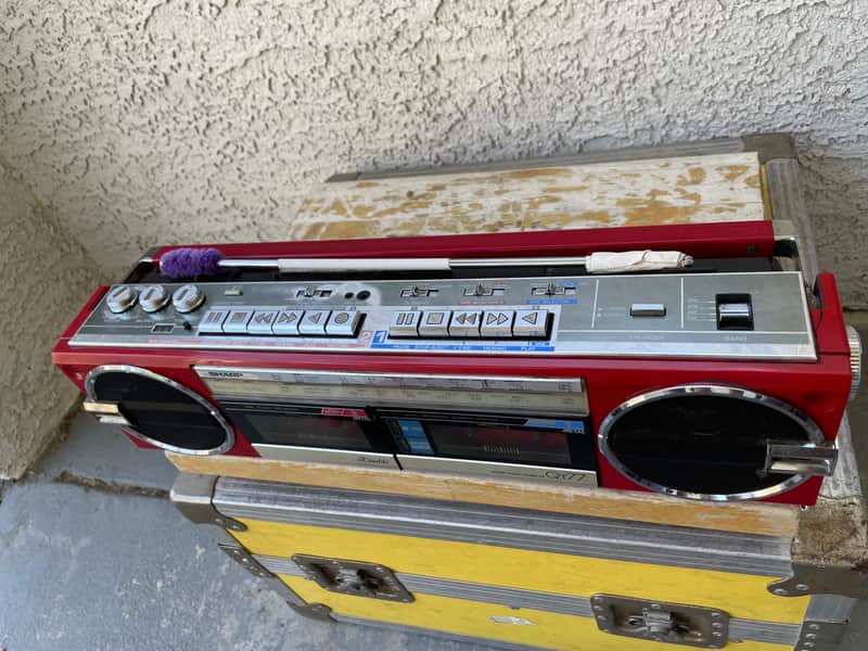 Vintage Sharp QT-77 Stereo Cassette Boombox 80s - Red | Reverb
