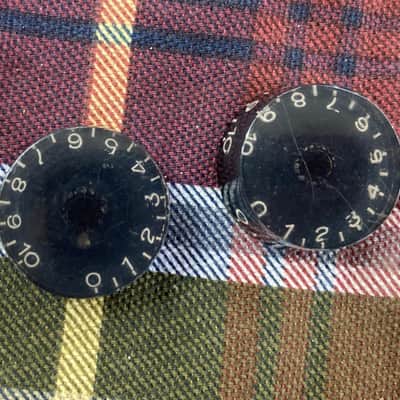 Two Black Vintage 1960s 1970s Japan Guitar Speed Knobs ~ Lawsuit-Era Les Paul image 2