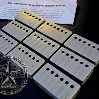 Doyle Coils Aged Nickel Silver PAF Humbucker Covers Set of 2 ~  Vintage Relic'd REAL Nickel Silver image 4