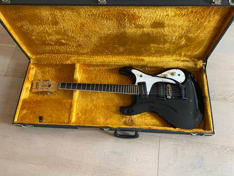 1987 Mosrite Custom Unique Black & Sunburst Vibramute Vintage OHSC image 1