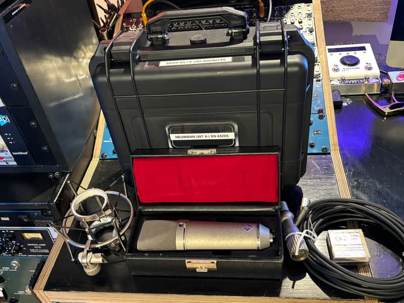 Vintage Neumann U87 Large Diaphragm Multipattern Condenser Microphone with refurbished swivel mount, extra Neumann brand capsule, shockmount, mic case and pelican case! image 1